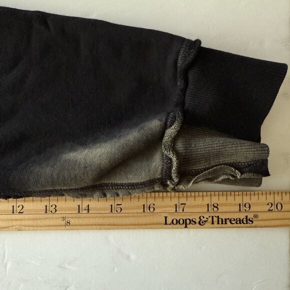 True Religion Black Bleach Dye Hoodie Frayed Details Front Pockets Mens Medium - Picture 13 of 16